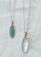 Collier geelgoud aquamarijn