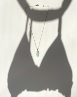 Collier geelgoud aquamarijn