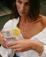 Collier geelgoud aquamarijn