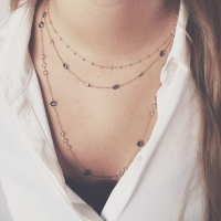 Collier geelgoud london blue topaas 45cm