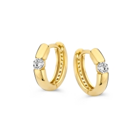 Oorringen geelgoud zirkonia