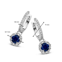 Oorringen witgoud briljantsaffier