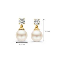 Oorstekers geelgoud parelzirkonia