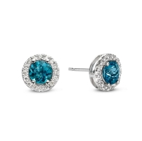 Oorstekers witgoud briljantlondon blue topaz