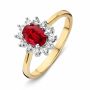 Ring bicolor briljant + robijn