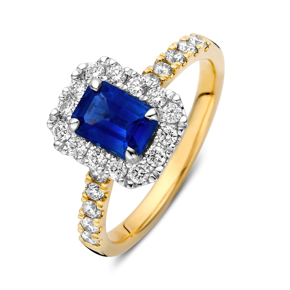 Ring bicolor saffier + briljant