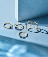 Ring geelgoud briljant saffier