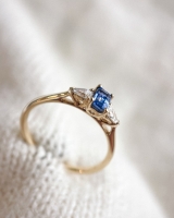 Ring geelgoud briljant saffier