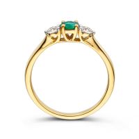 Ring geelgoud briljant smaragd