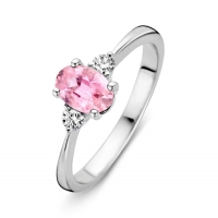 Ring witgoud briljant roze saffier