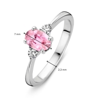 Ring witgoud briljant roze saffier