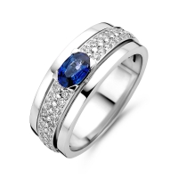 Ring witgoud briljant saffier
