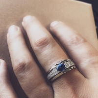 Ring witgoud briljant saffier