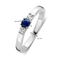 Ring witgoud briljant saffier