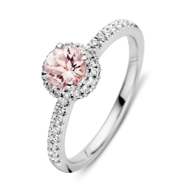 Ring witgoud morganiet + briljant