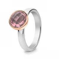 Ring zilvergoud rose kwarts
