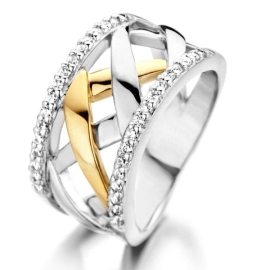 Ring zilver/goud zirkonia