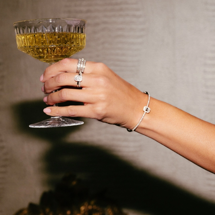 Armband witgoud briljant en baquette